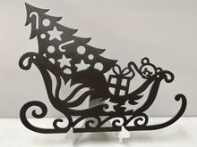 Load image into Gallery viewer, Christmas Sleigh With tree 16 x 12&quot; , 14 ga metal , powder coated
