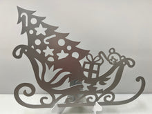 Load image into Gallery viewer, Christmas Sleigh With tree 16 x 12&quot; , 14 ga metal , powder coated
