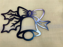 Load image into Gallery viewer, Merry Christmas Bell &amp; Holly 12&quot;x8&quot; , 14 ga metal , powder coated
