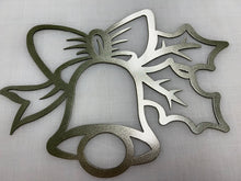 Load image into Gallery viewer, Merry Christmas Bell &amp; Holly 12&quot;x8&quot; , 14 ga metal , powder coated
