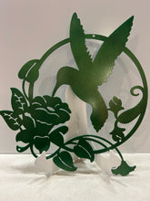 Load image into Gallery viewer, Hummingbird Garden Scene 16&quot;  ,14 ga metal , powder coated
