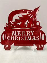 Load image into Gallery viewer, Christmas Truck with Tree 18&quot; x 16&quot; , 14 ga metal , powder coated.
