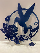 Load image into Gallery viewer, Hummingbird Garden Scene 16&quot;  ,14 ga metal , powder coated
