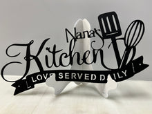 Load image into Gallery viewer, Nana&#39;s Kitchen Sign 20&quot;-24&quot; wide , 14 Ga metal , powder coated.
