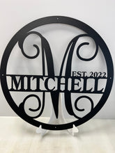 Load image into Gallery viewer, Family Letter Monogram Classic Round 18-36&quot; , 14 ga metal , powder coated
