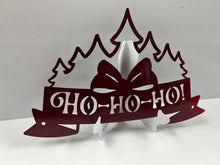 Load image into Gallery viewer, Ho Ho Ho Sleigh with Bow and Trees 14 x 10&quot; , 14 ga metal , powder coated
