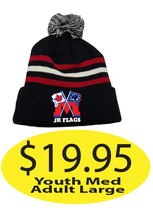 JR Flags Pom Pom Toque with Logo Embroidered.