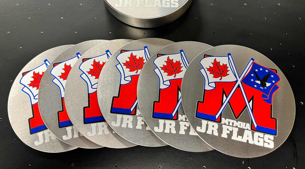 JR Flags Stainless Steel Coaster Set of 6 and holder
