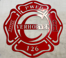 Load image into Gallery viewer, Family Letter Monogram Firefighter Classic 24-36&quot; , 14 ga metal , powder coated.
