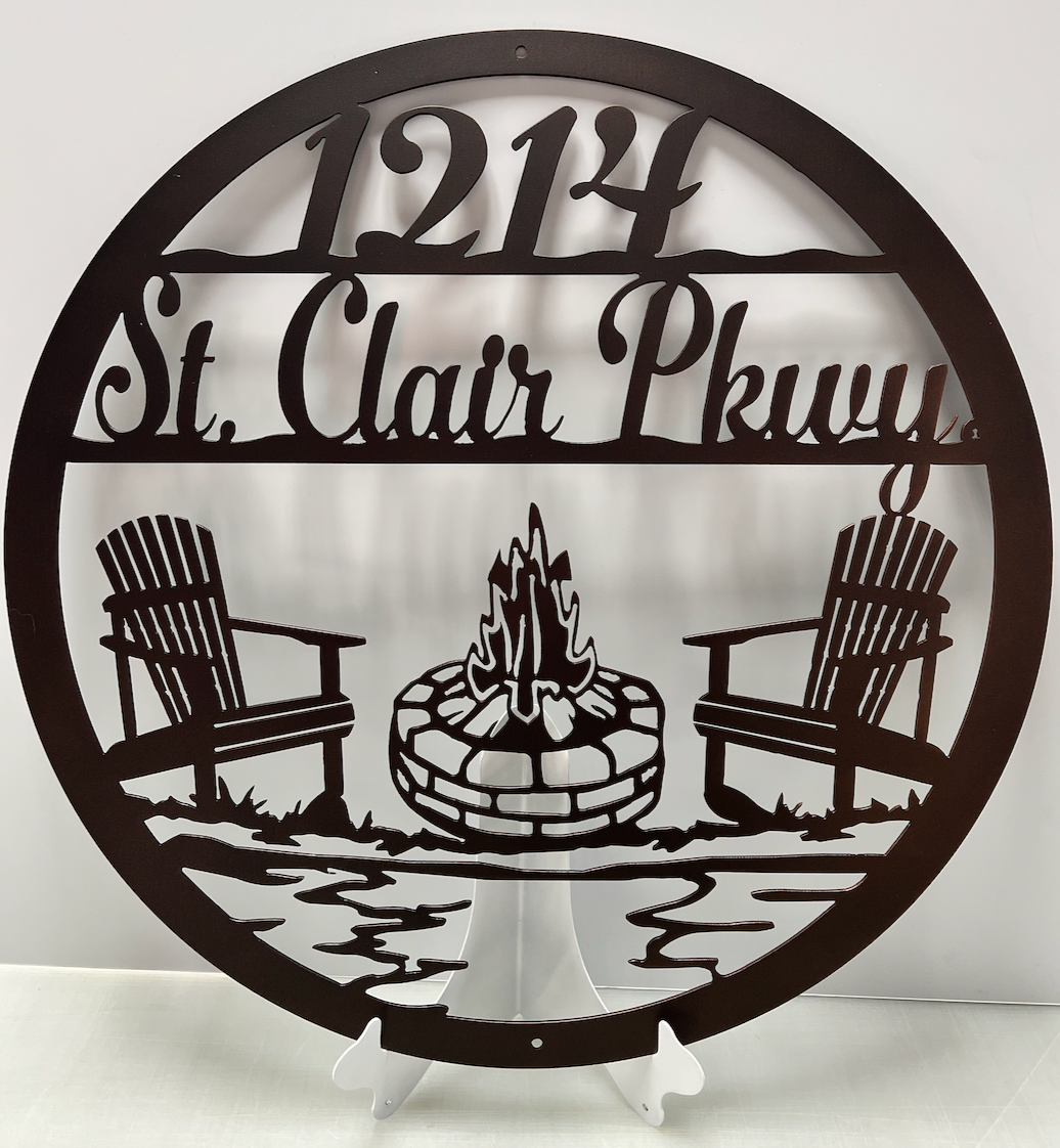 Camp Chairs With River Scene Round-Custom Name or address 24