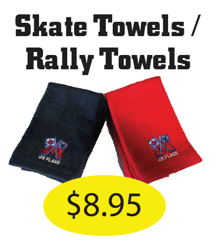 JR Flags Rally Towel/Skate Towel with Logo Embroidered.